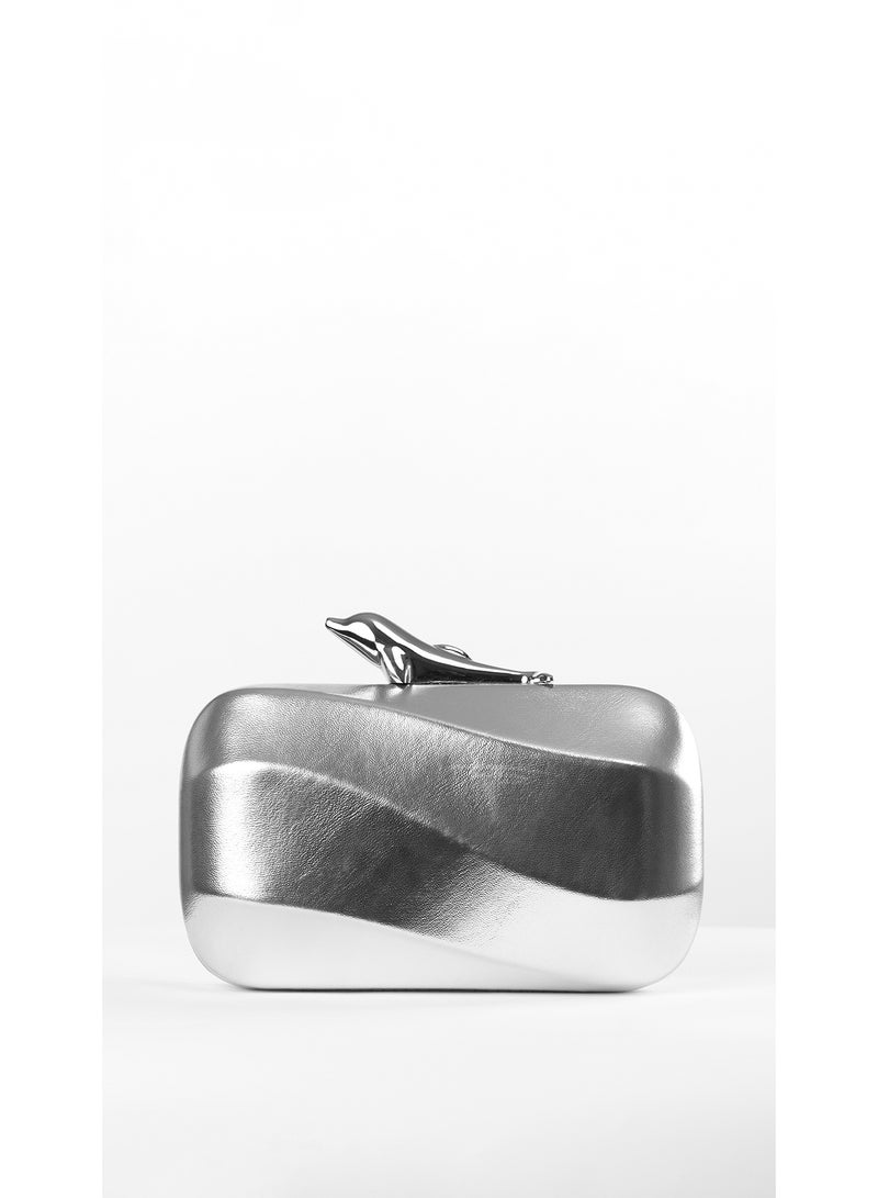 كيفيلي حقيبة سهرة بتدفق قمري فضي - Image 1